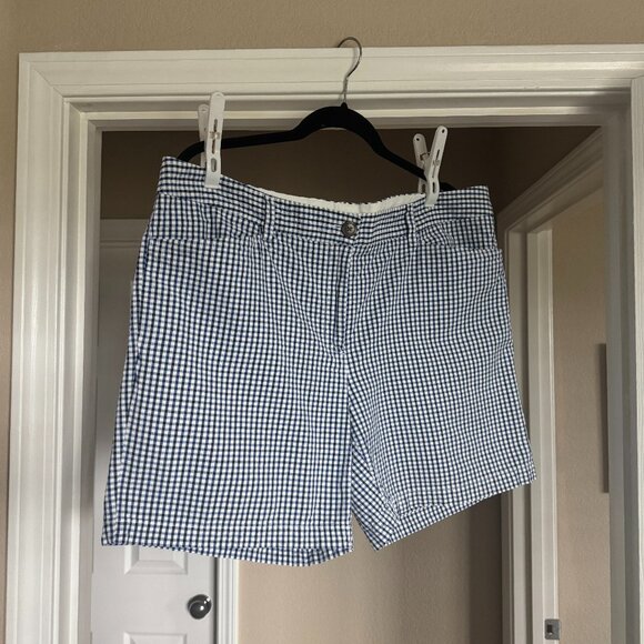 Lands' End Pants - Lands End Shorts Gingham Seersucker Fit 2 Size 16 Blue